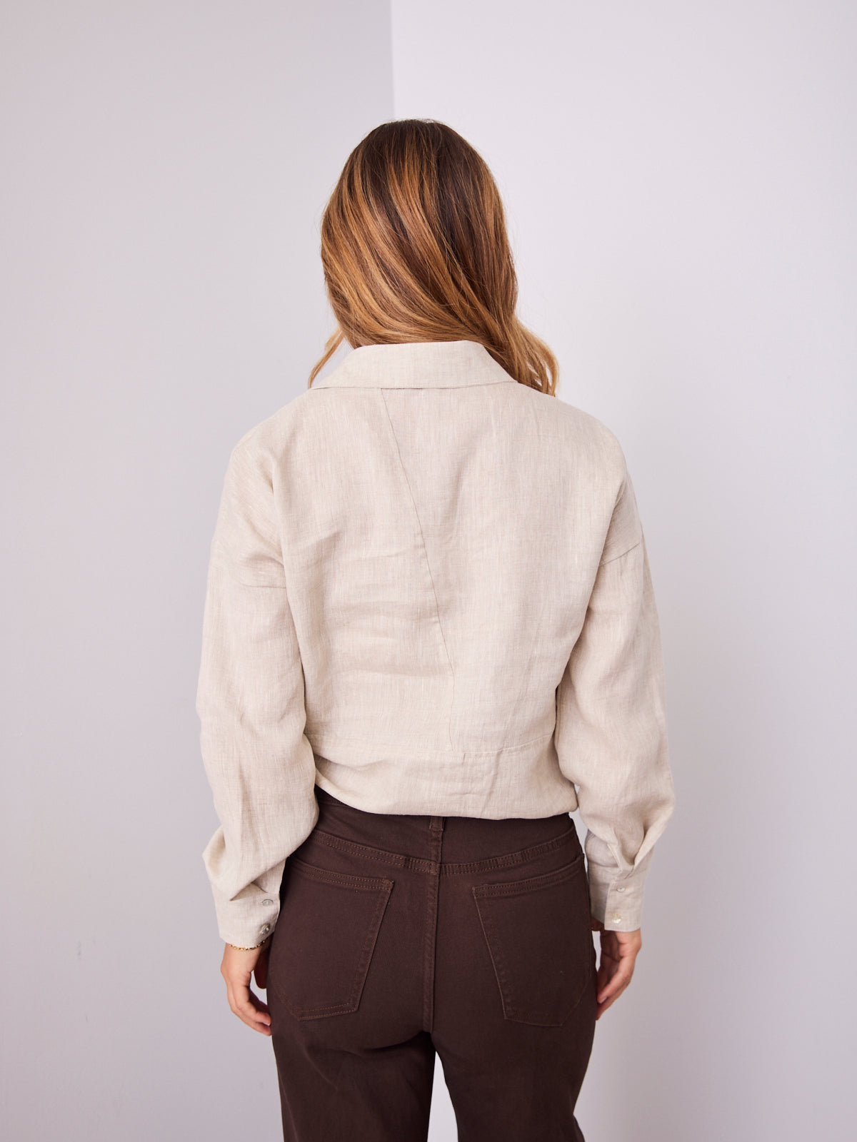 COMO LONG SLEEVE LINEN SHIRT - NATURAL