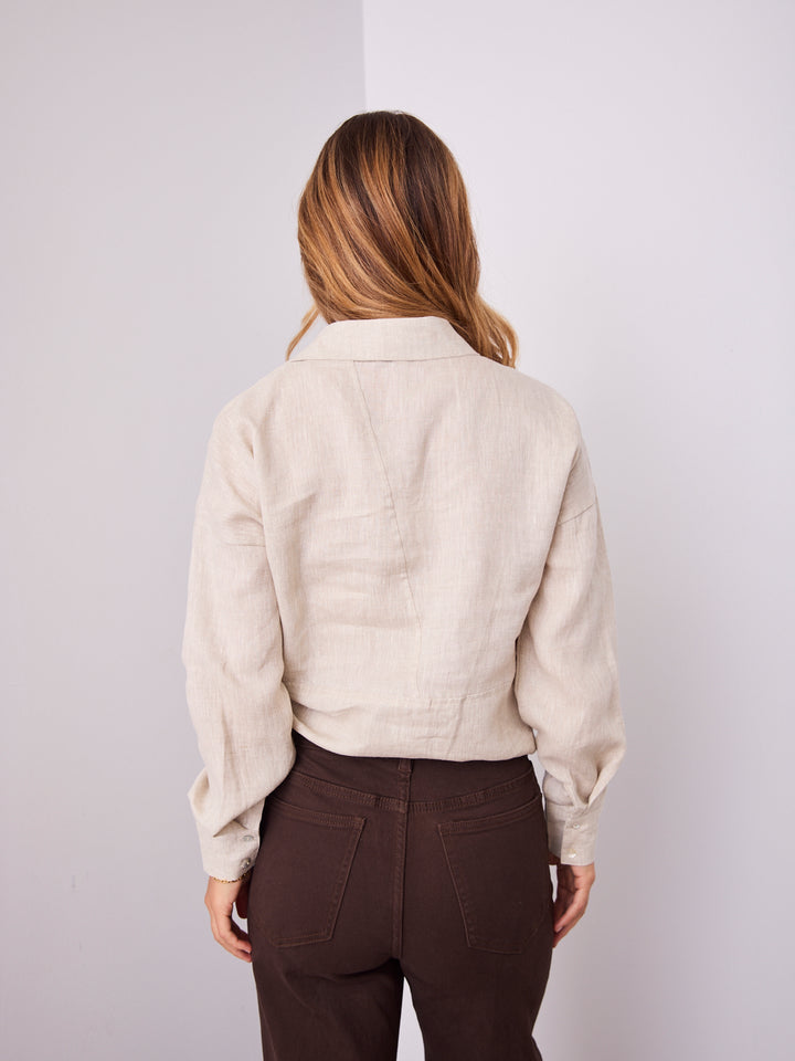COMO LONG SLEEVE LINEN SHIRT - NATURAL