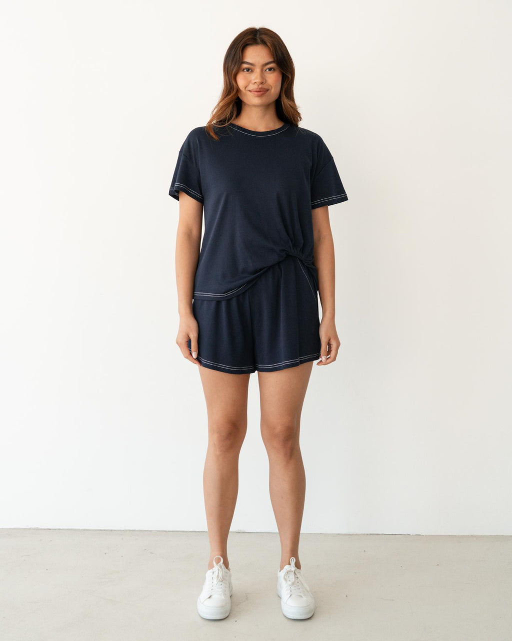 ESTHER EASY TUCK TEE + SHORTS SET - NAVY