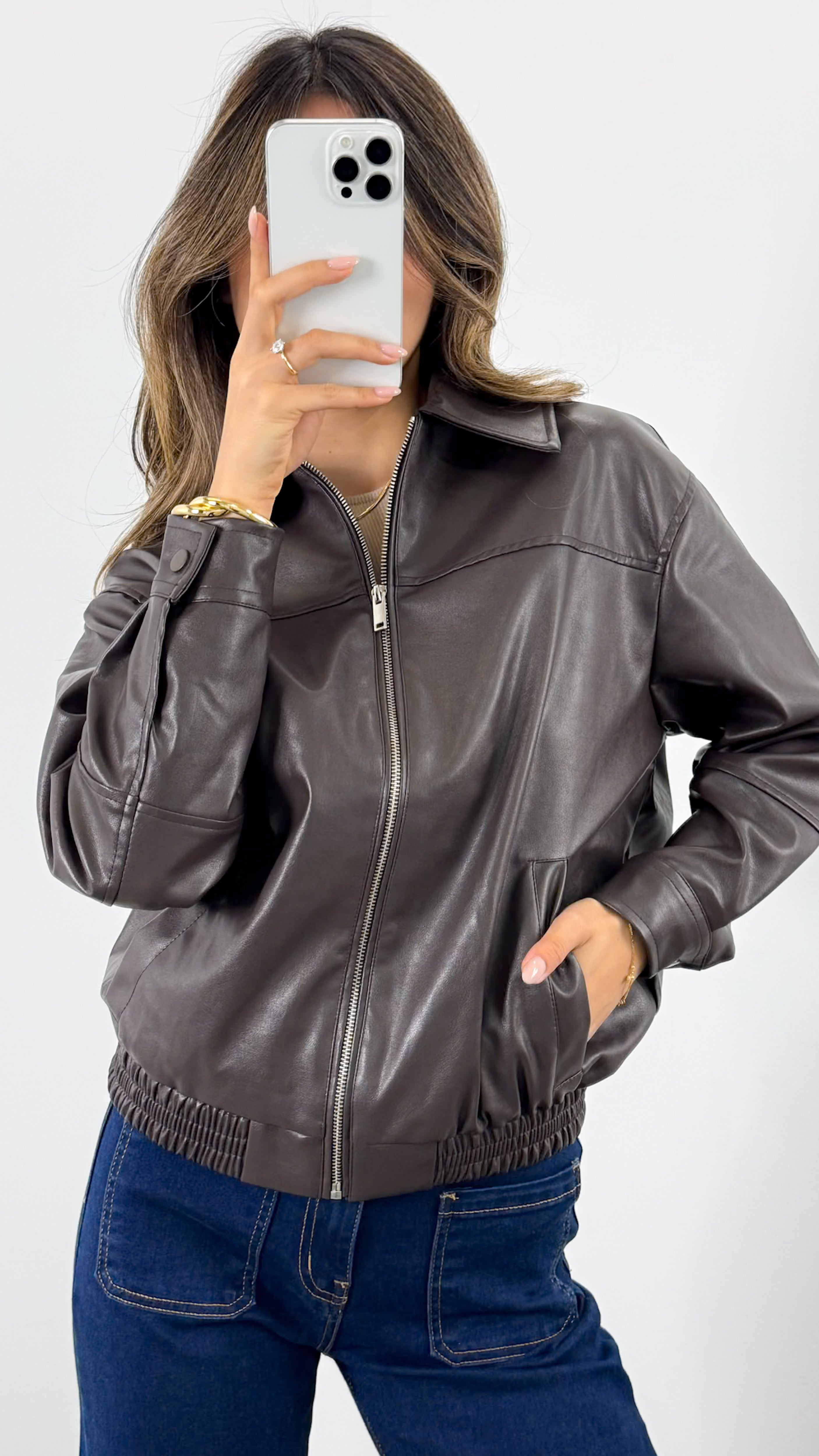 JAMISON PU JACKET - CHOCOLATE