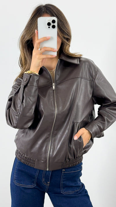 JAMISON PU JACKET - CHOCOLATE