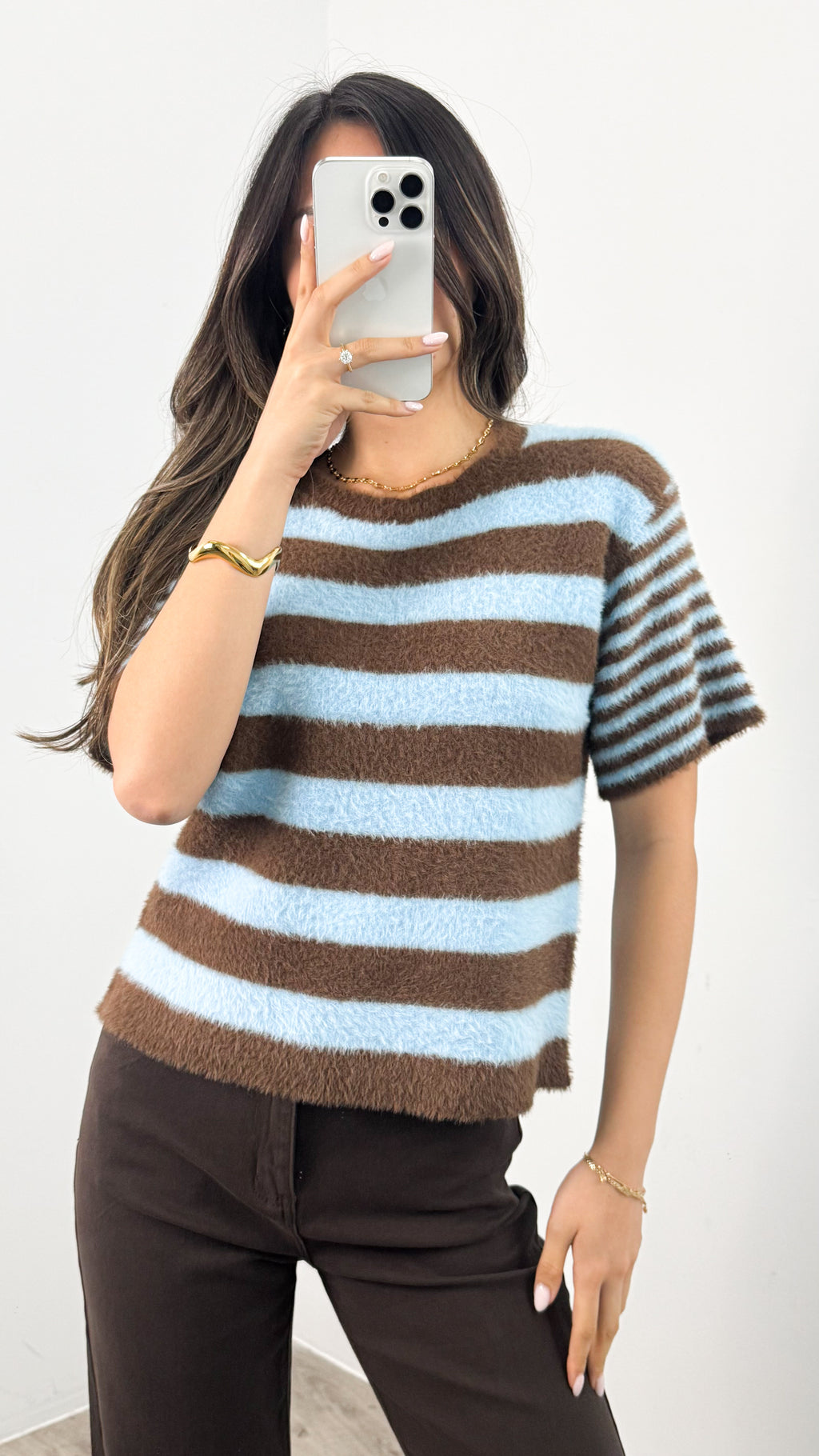 COHEN STRIPE KNIT - CHOCOLATE/BLUE