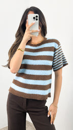 COHEN STRIPE KNIT - CHOCOLATE/BLUE