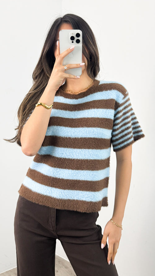 COHEN STRIPE KNIT - CHOCOLATE/BLUE