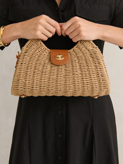 MAGGIE SUMMER STRAW BAG - TAN