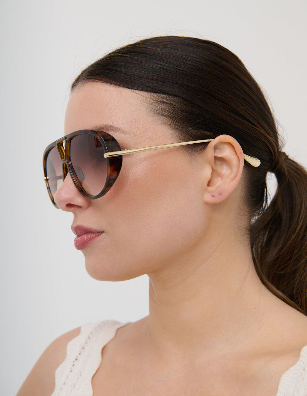 JACQUELINE AVIATOR SUNGLASSES - TORTOISE