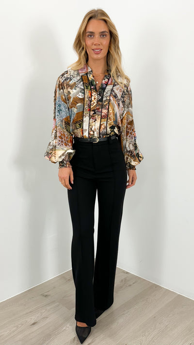 MERUCCI BLOUSE - BLACK PRINT