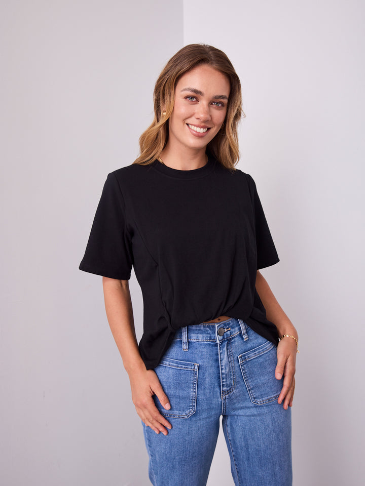 AMBER TUCK TEE - BLACK