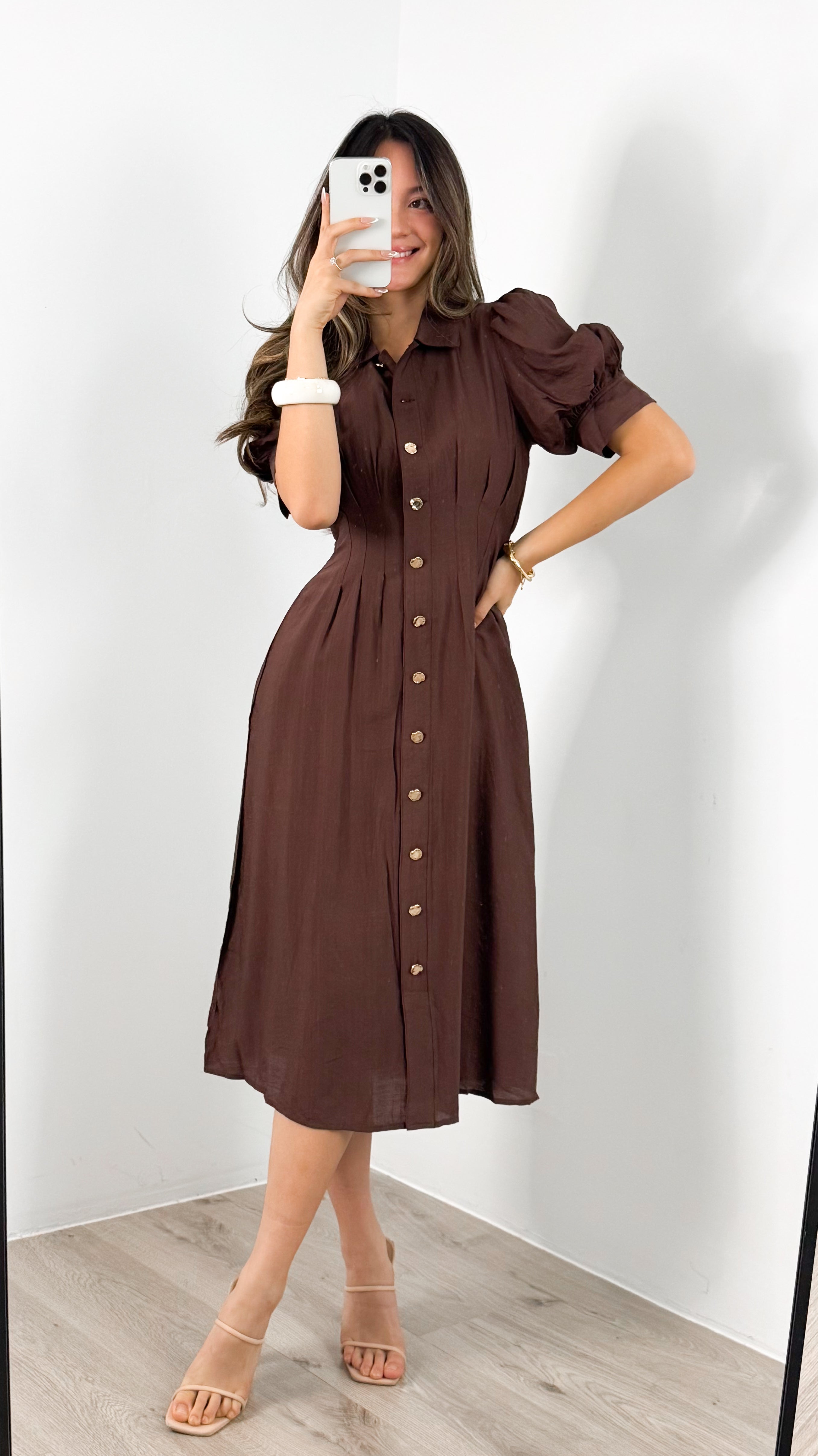 CASSANDRA DRESS - CHOCOLATE