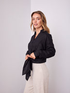 COMO LONG SLEEVE LINEN SHIRT - BLACK