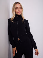 ENZA ZIP KNIT TOP & PANT SET - BLACK