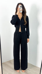 ENZA ZIP KNIT SET - BLACK