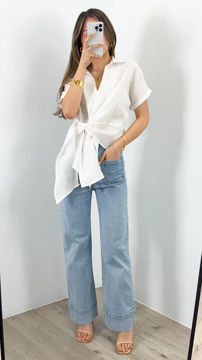 COMO LINEN SHIRT - WHITE