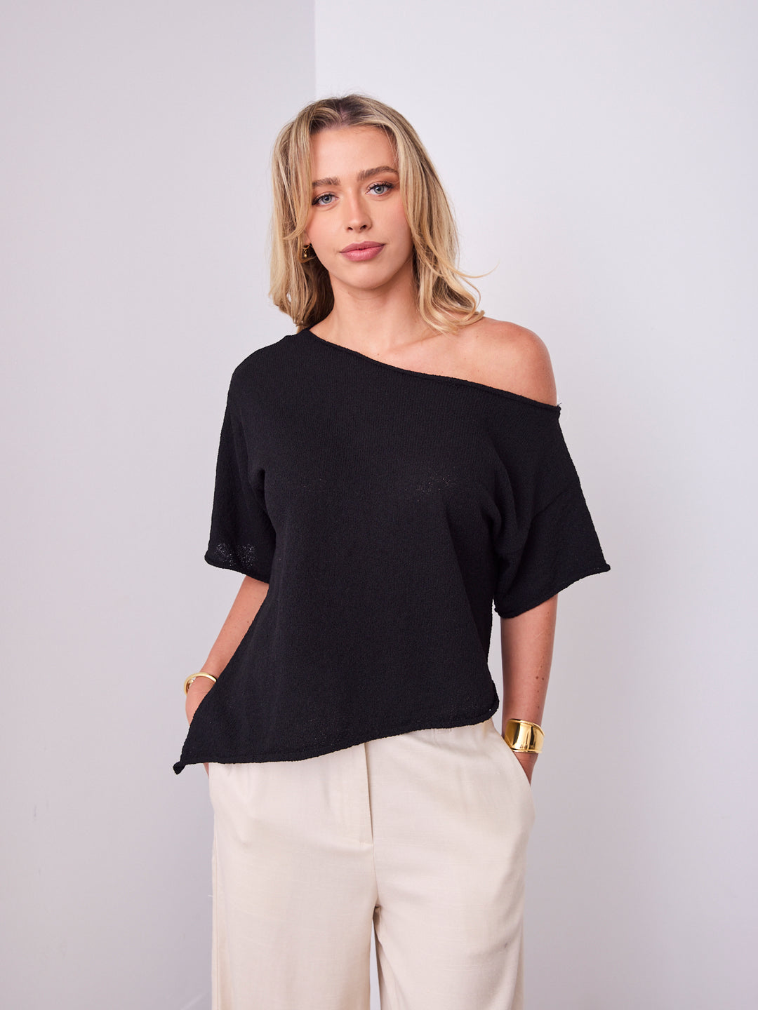 ANDY KNIT TOP - BLACK