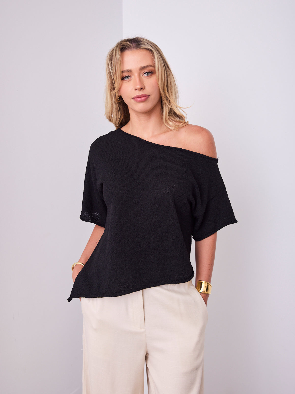 ANDY KNIT TOP - BLACK