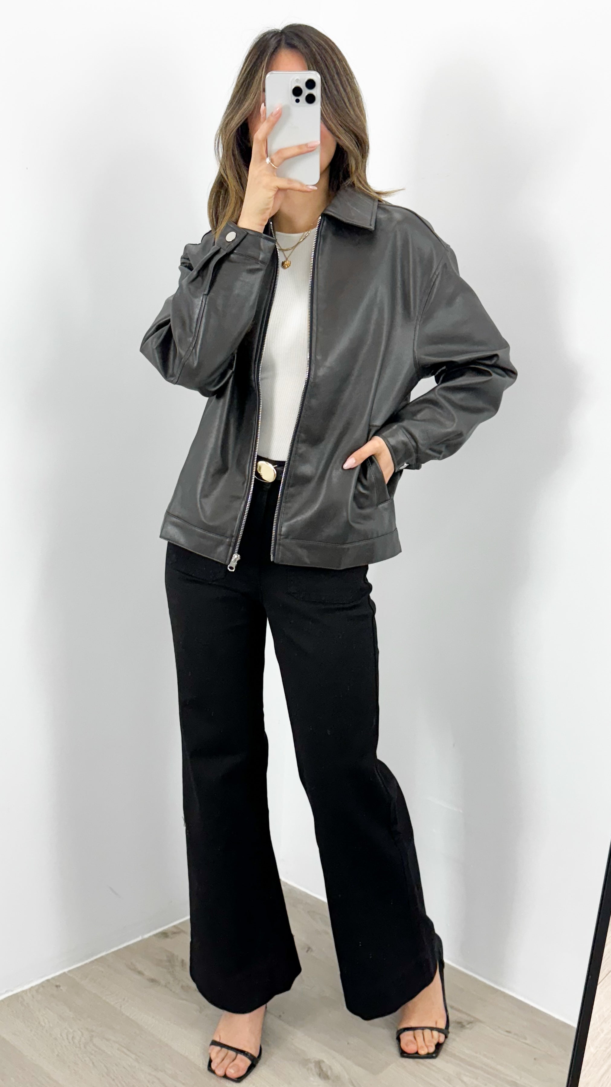 MARVIN PU JACKET - DARK CHOCOLATE / WASHED BLACK