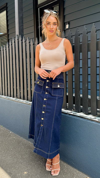 PRESTON DENIM SKIRT - INDIGO