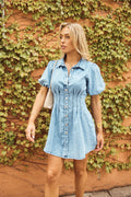 KRISTEN DENIM DRESS - BLUE