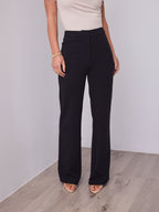 DALTON STRETCH JERSEY HIGH WAISTED STRAIGHT LEG PANT - BLACK
