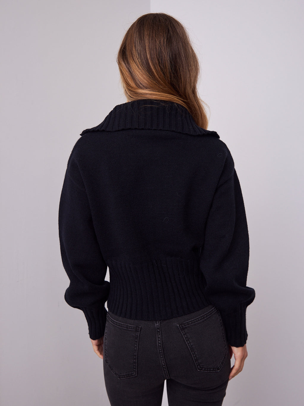 NERO TWO WAY ZIP KNIT - BLACK
