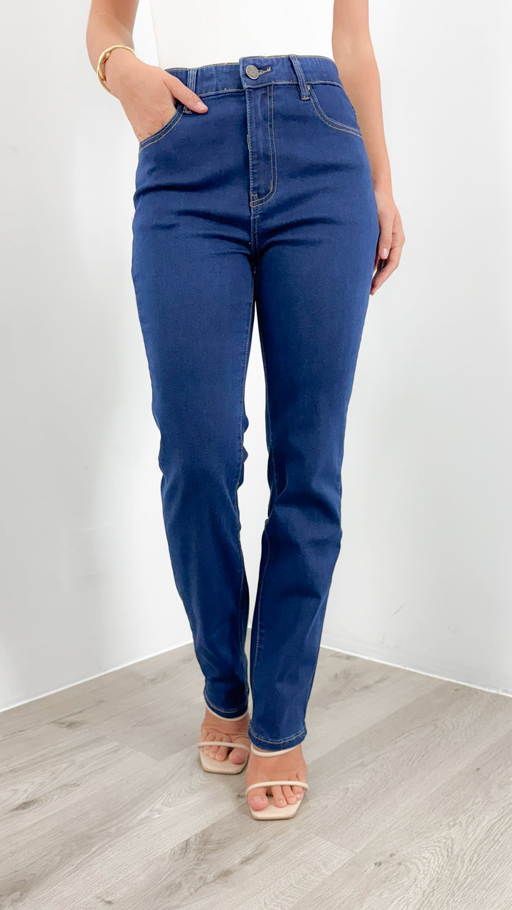 CARLTON STRETCH STRAIGHT LEG JEAN - NAVY