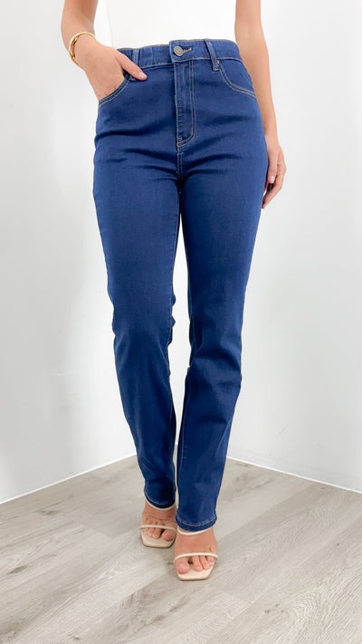 CARLTON STRETCH STRAIGHT LEG JEAN - NAVY
