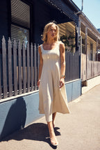 EVE DENIM DRESS - BEIGE