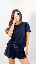 ESTHER EASY TUCK TEE + SHORTS SET - NAVY