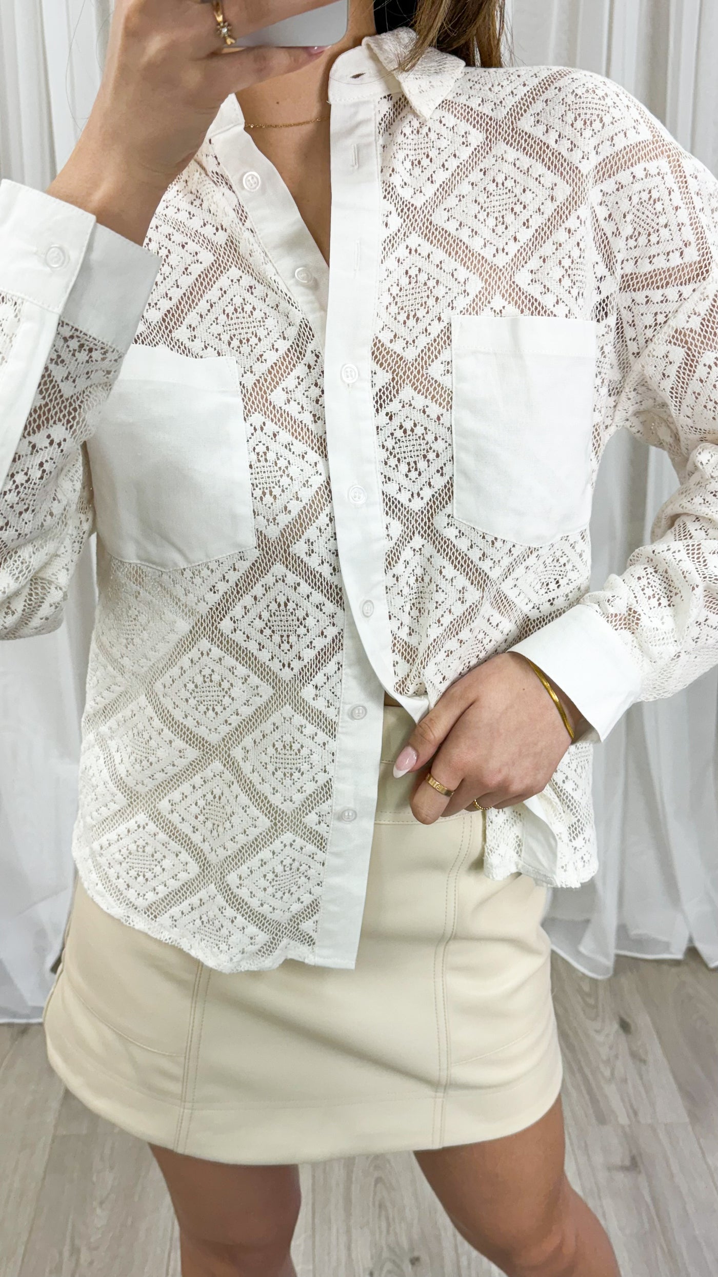 HAMPTON LACE SHIRT - WHITE