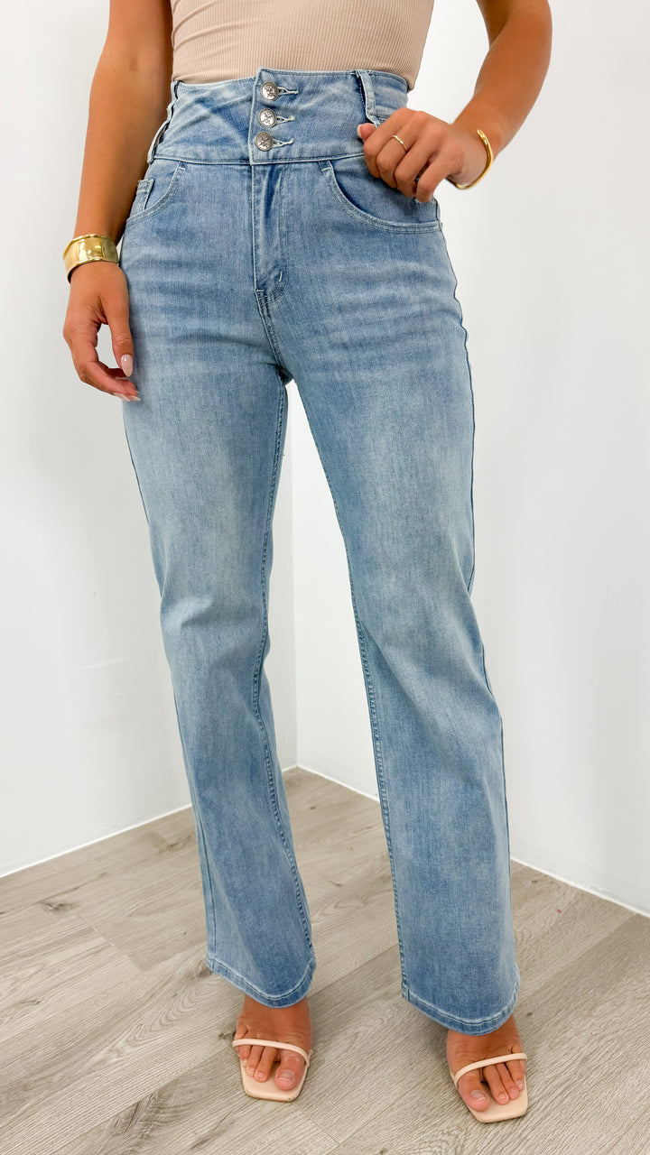 HARLEM STRETCH WIDE LEG JEAN - LIGHT BLUE