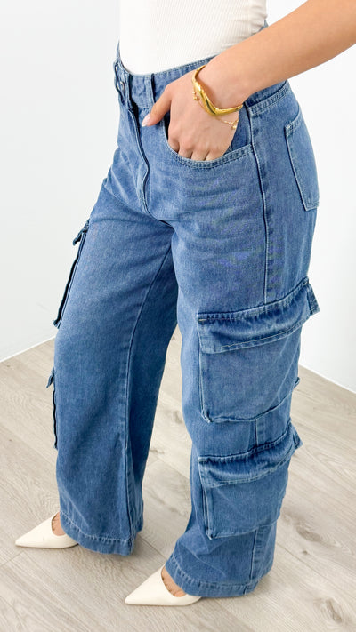KANE CARGO DENIM JEAN - BLUE