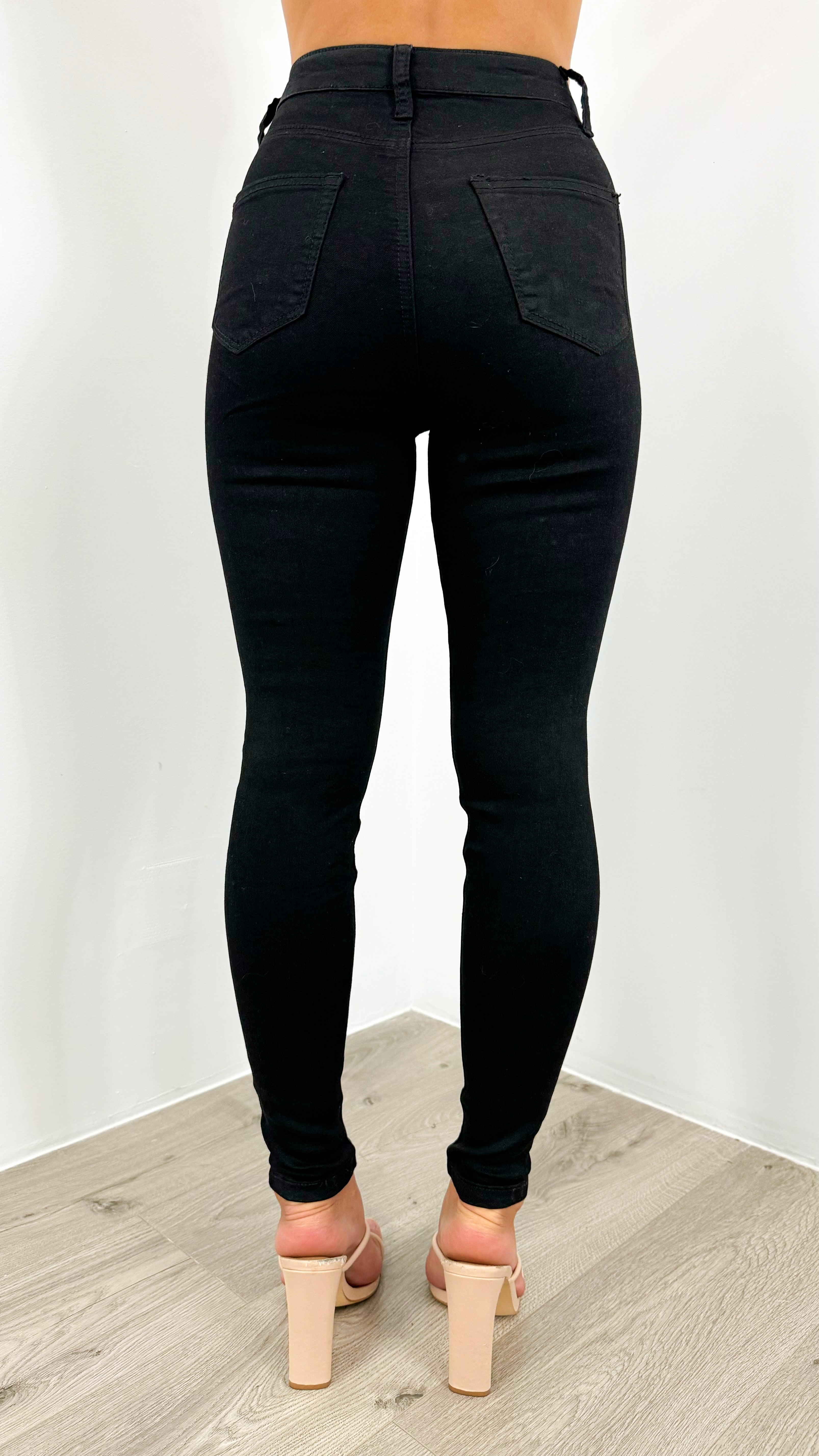JESSIE STRETCH BASIC HIGH RISE SKINNY JEAN - BLACK