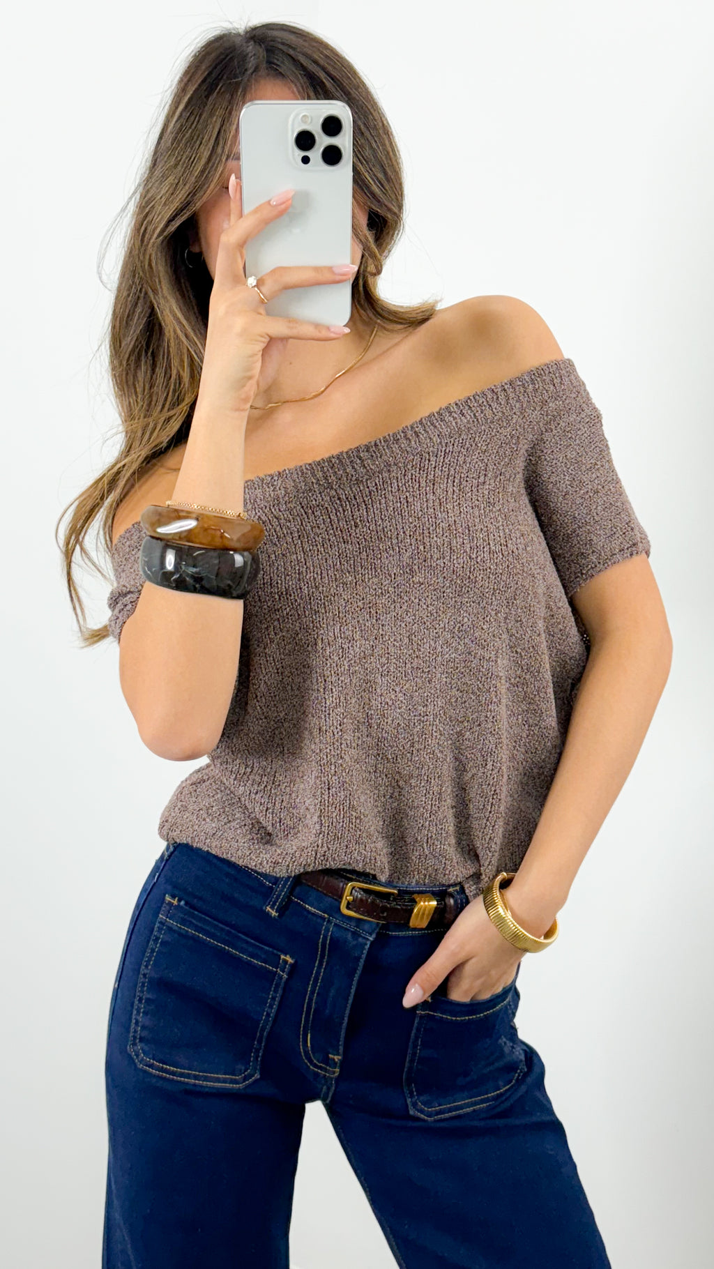 BETHENNY KNIT TOP - CHOCOLATE