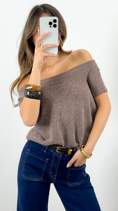 BETHENNY KNIT TOP - CHOCOLATE