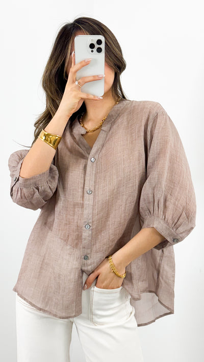 CATHY LINEN SHIRT - BISCUIT
