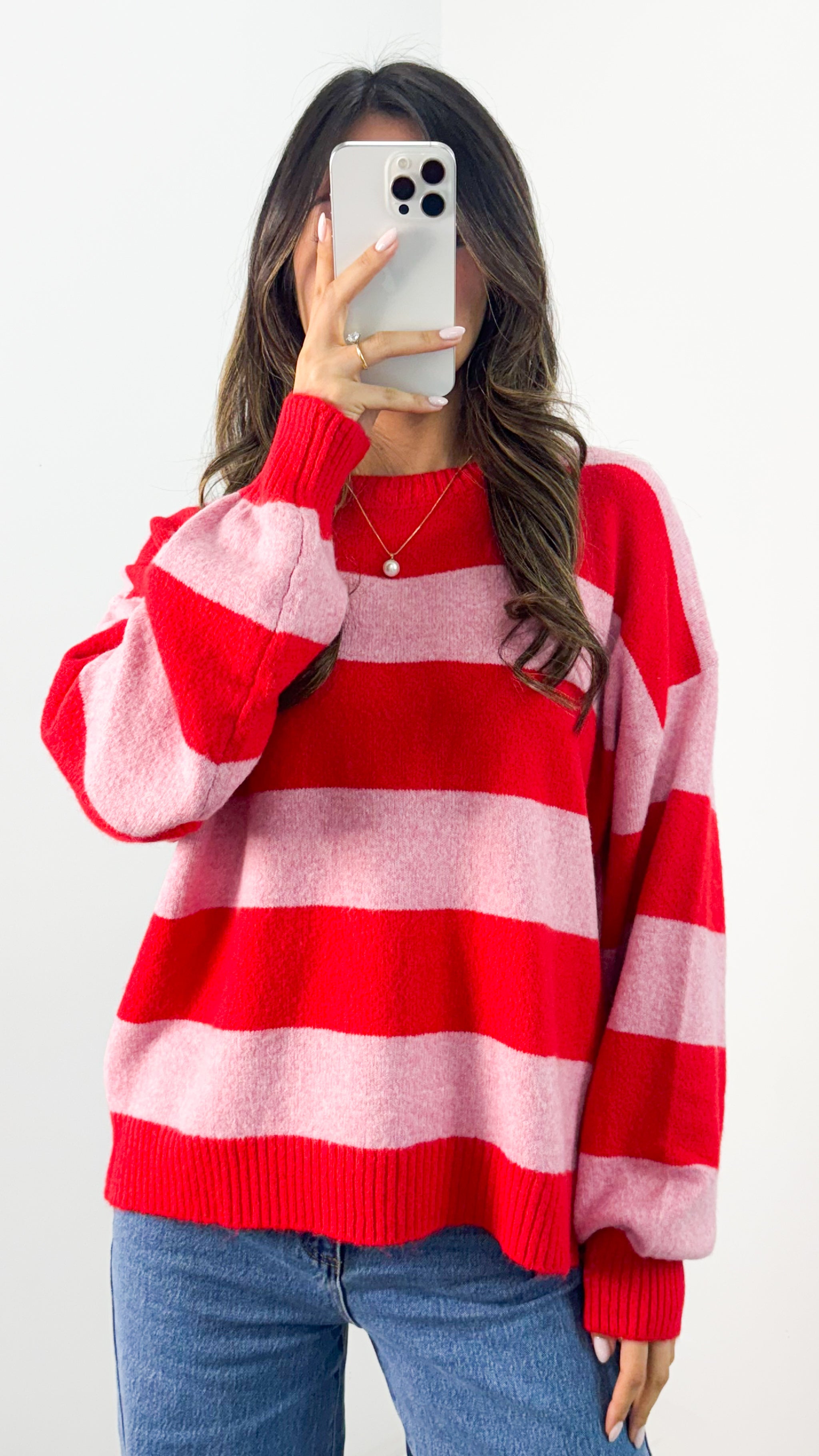 ANITA BLOCK STRIPE KNIT - PINK/RED