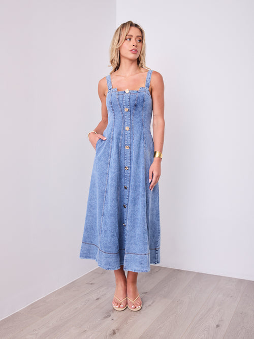 MAVEN DRESS - DENIM (PRE-ORDER FOR SIZES 12-16)
