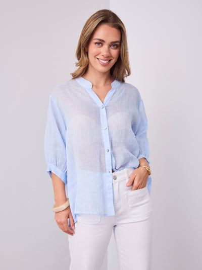 CATHY LINEN SHIRT - ICE BLUE