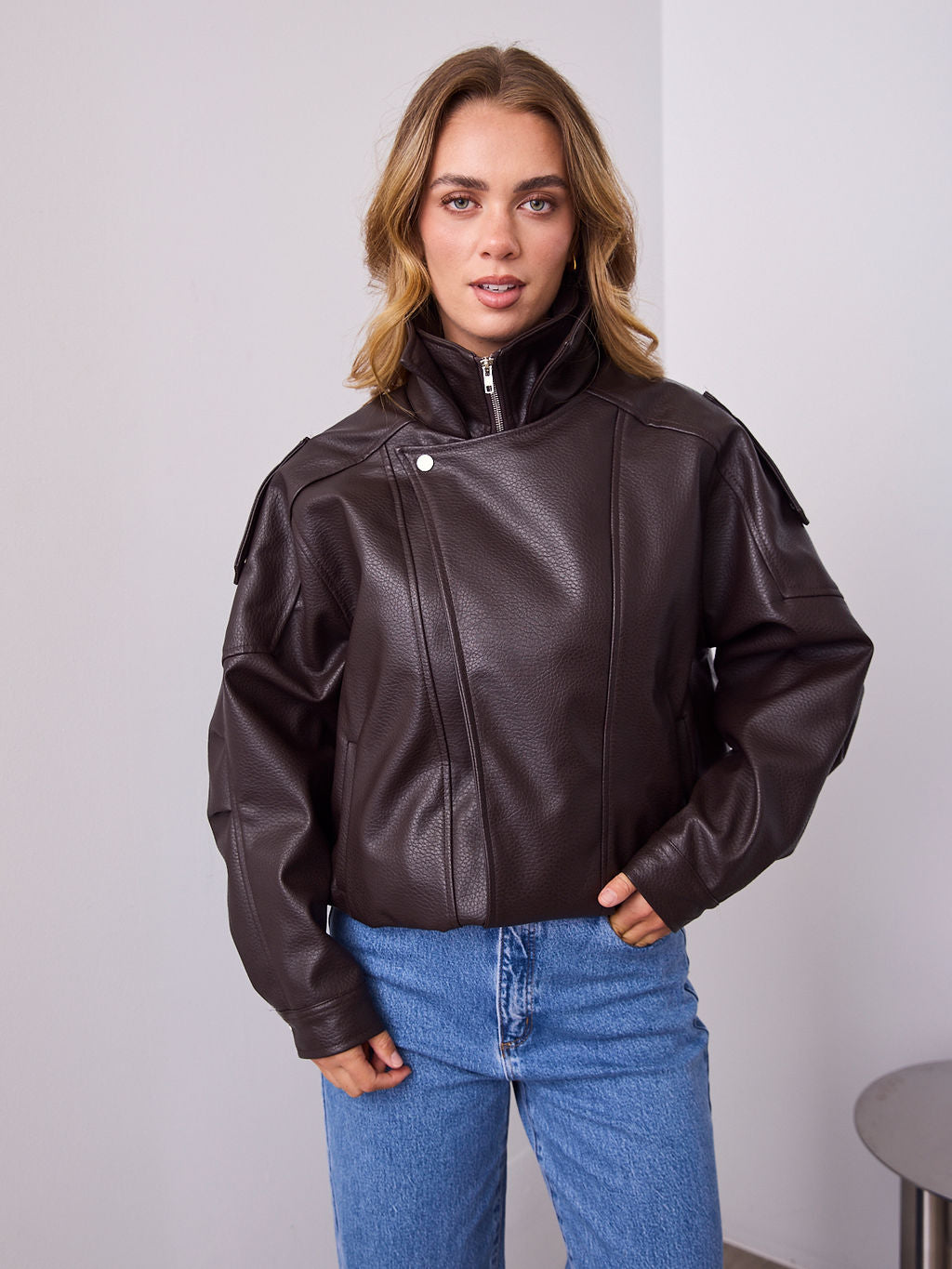 AXEL PU JACKET - CHOCOLATE