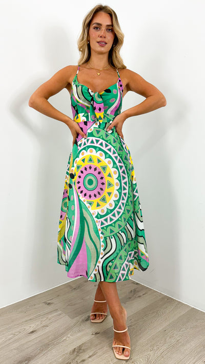 DULCIE DRESS - GREEN PRINT