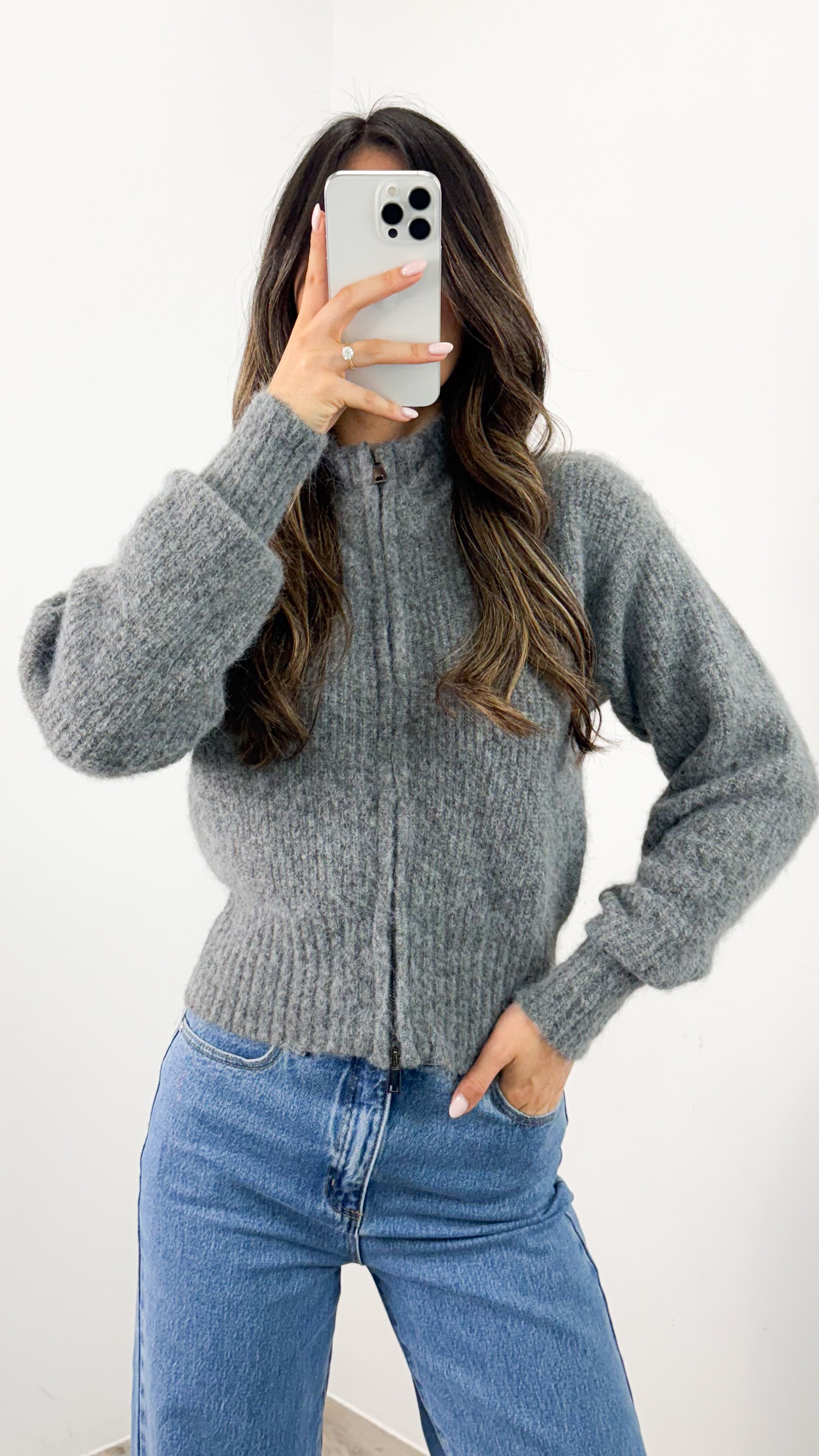 NOAH ZIP KNIT - CHARCOAL