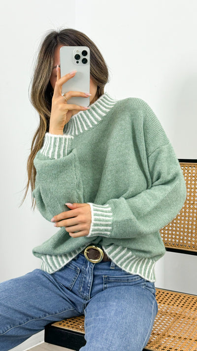 BESSIE STITCH KNIT - SAGE