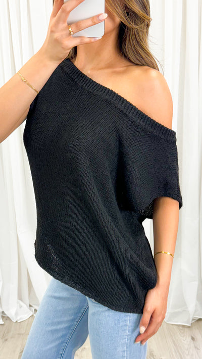 BETHENNY KNIT TOP - BLACK