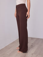 DALTON STRETCH JERSEY HIGH WAISTED STRAIGHT LEG PANT - CHOCOLATE