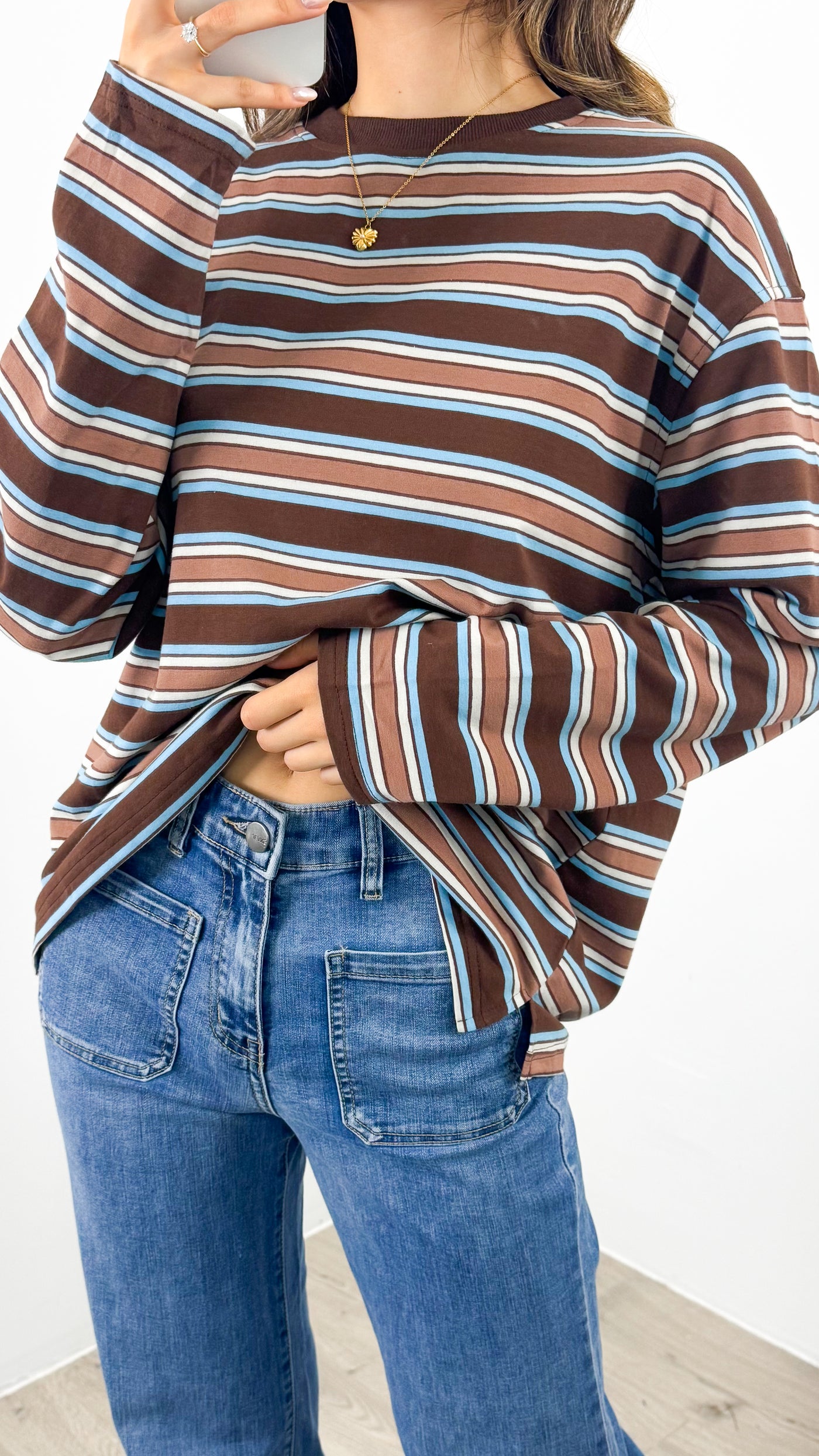 BOWEN STRIPE TOP - TAN