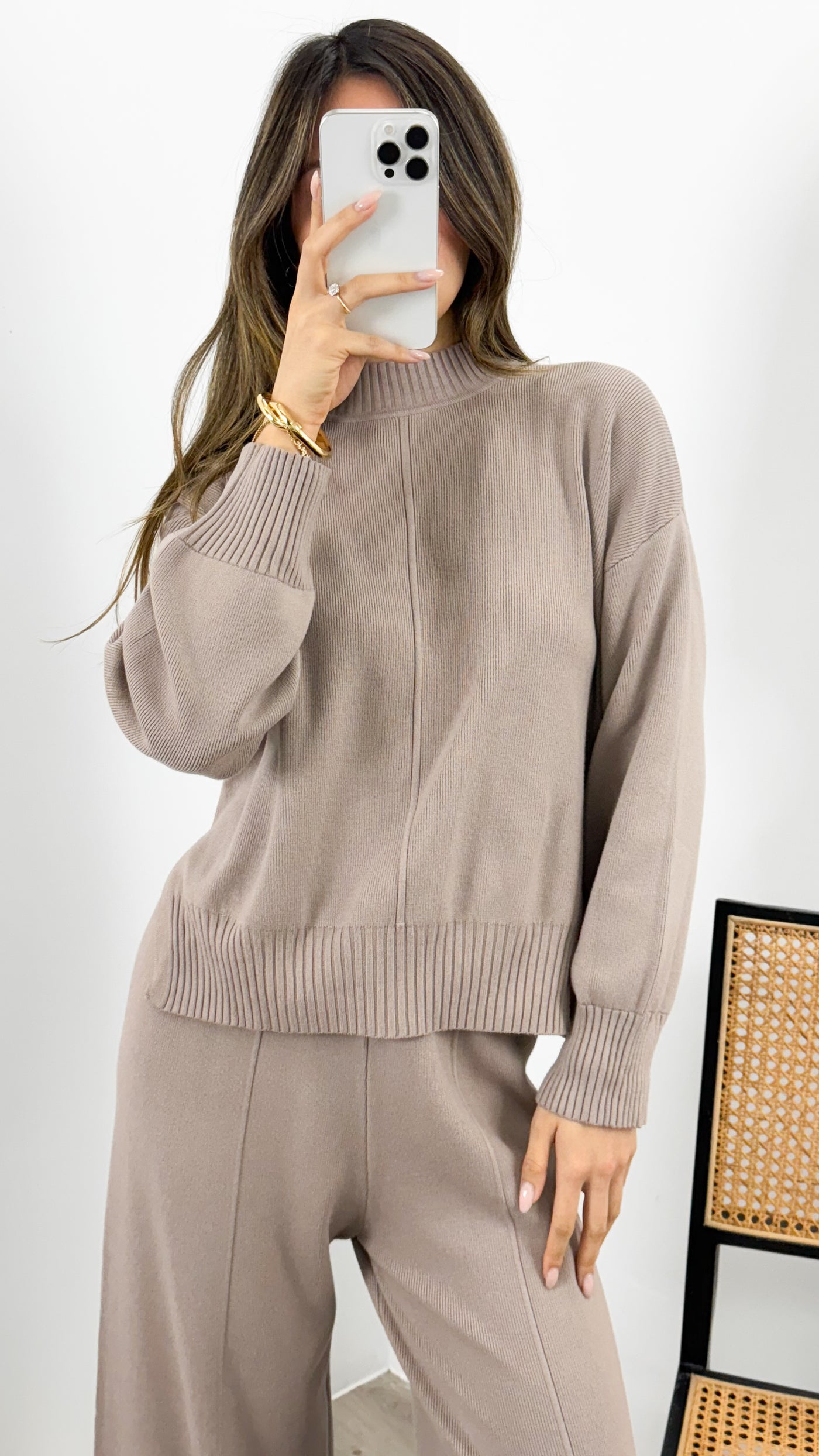 DELTA KNIT TOP - MUSHROOM