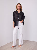 MARTA LINEN SHIRT - BLACK