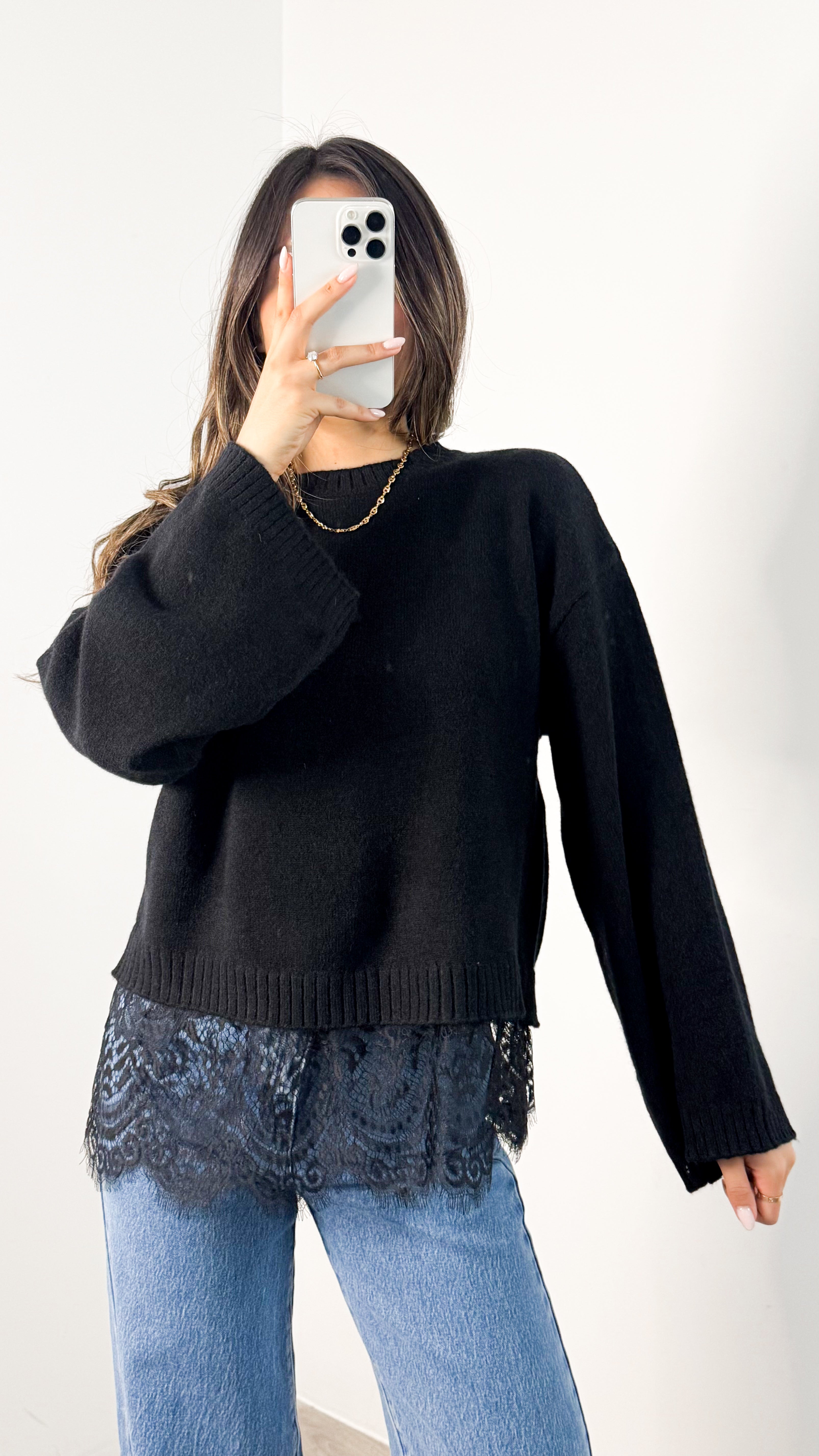 TOYA LACE KNIT - BLACK