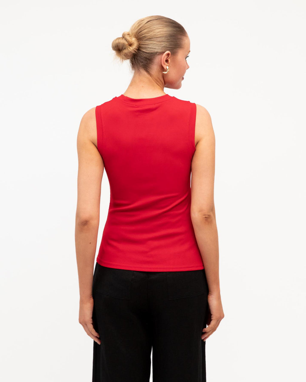 STACEY RIBBED TOP - RED