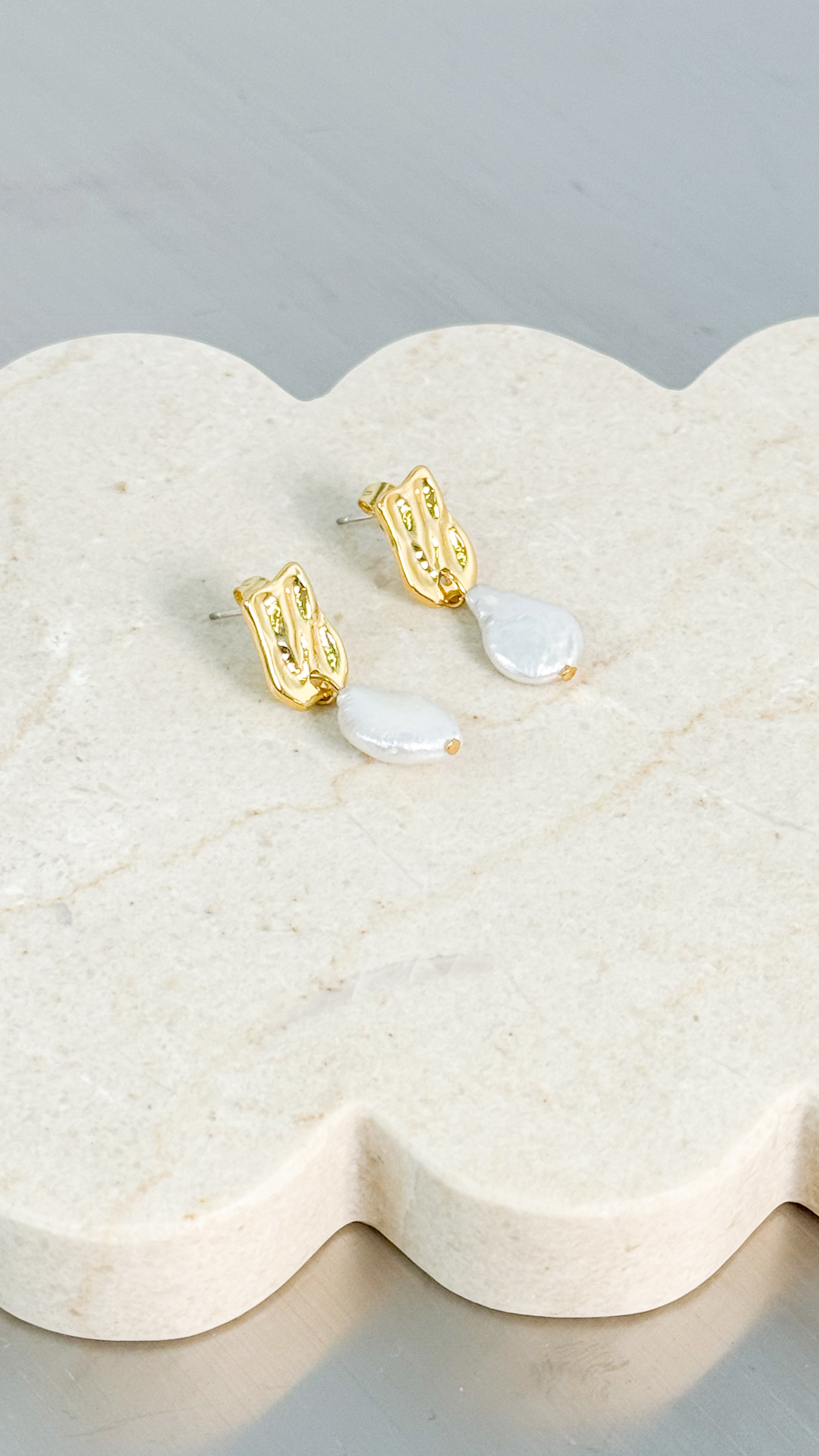 MESSINA PEARL 18K GOLD PLATED EARRINGS - GOLD